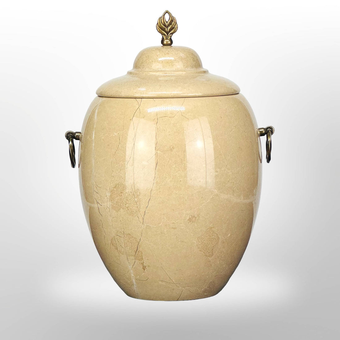 Beige Steinurne mit Symbol „Flamme“