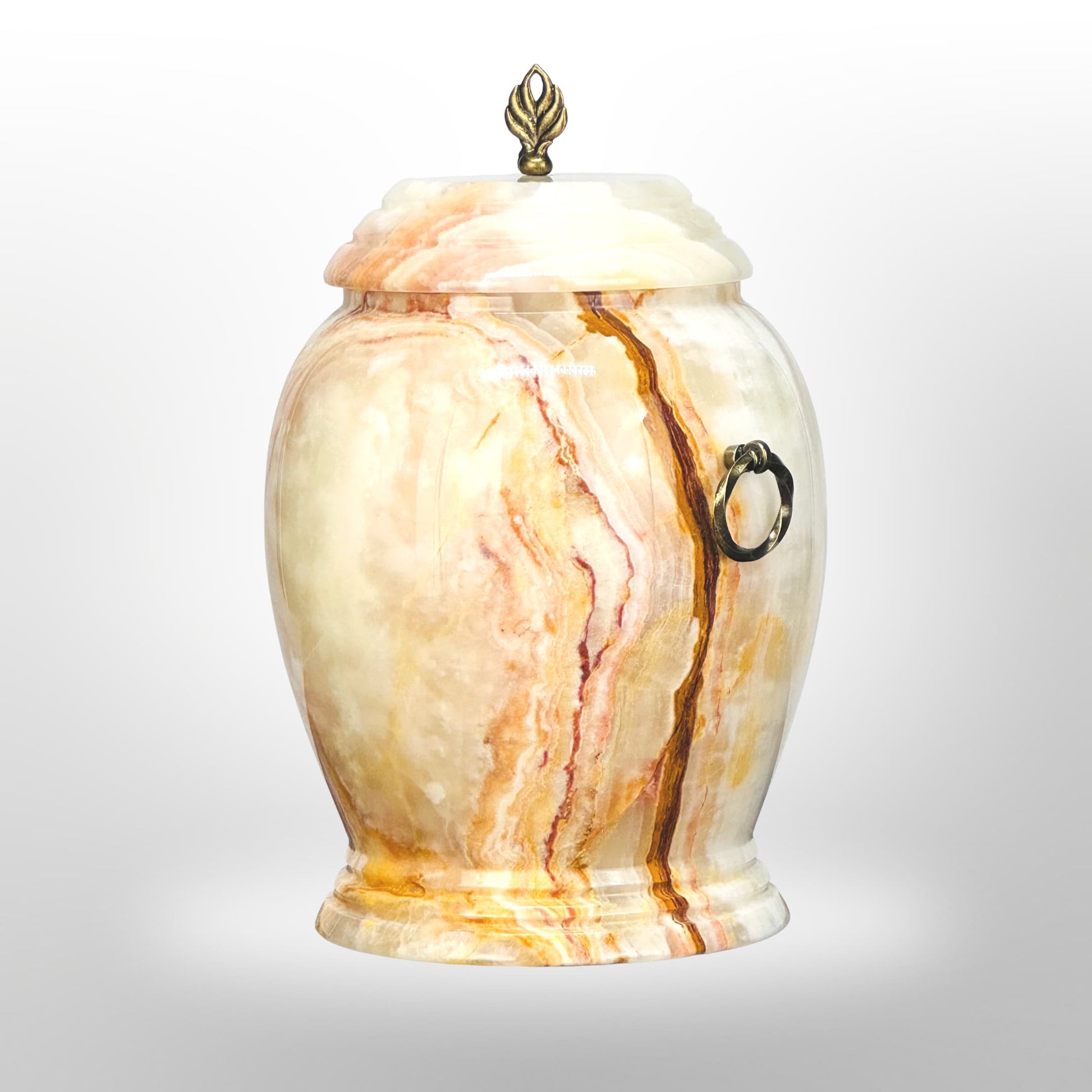 Gelbe Onyx-Urne mit Griffen