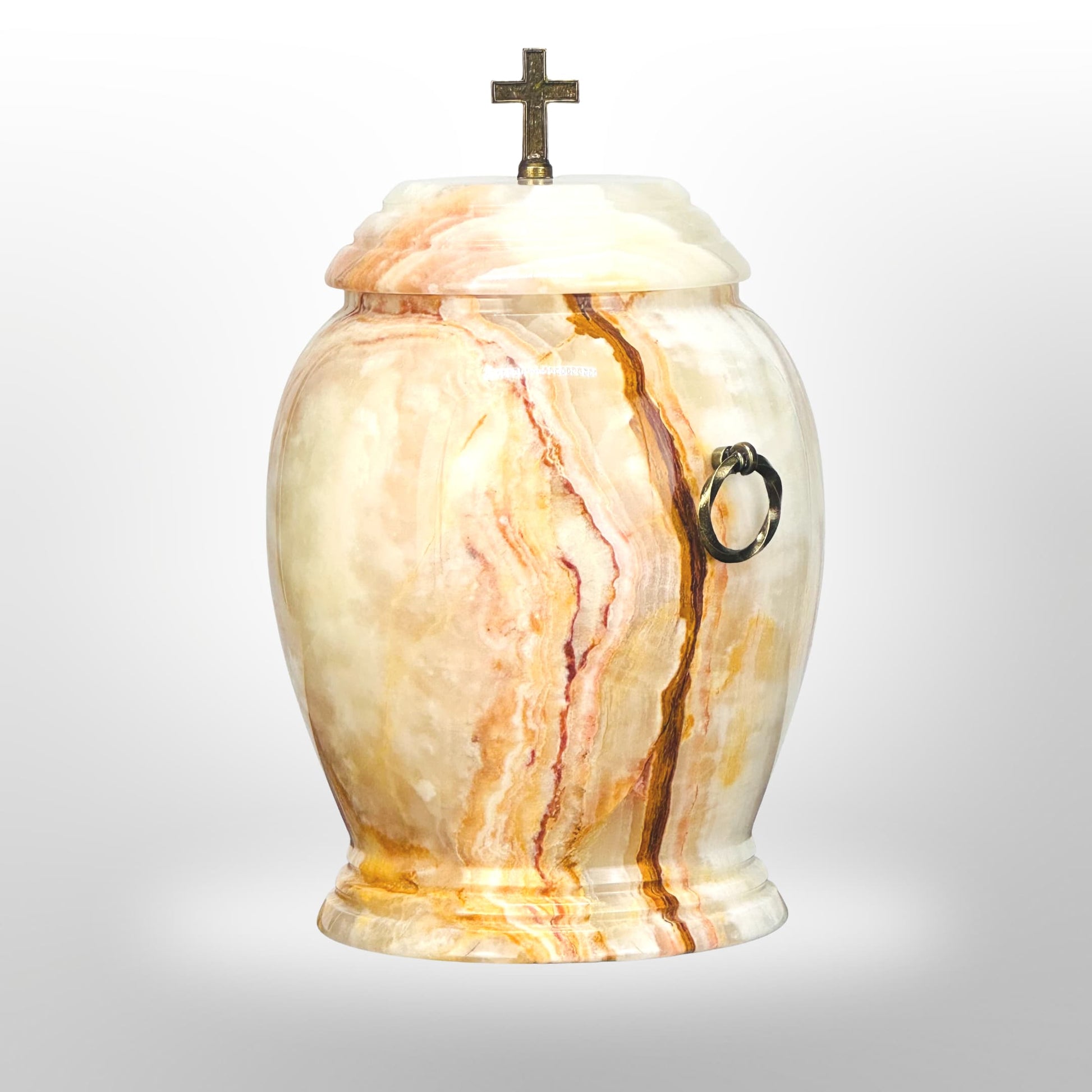 Gelbe Onyx-Urne mit Griffen