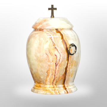 Gelbe Onyx-Urne mit Griffen