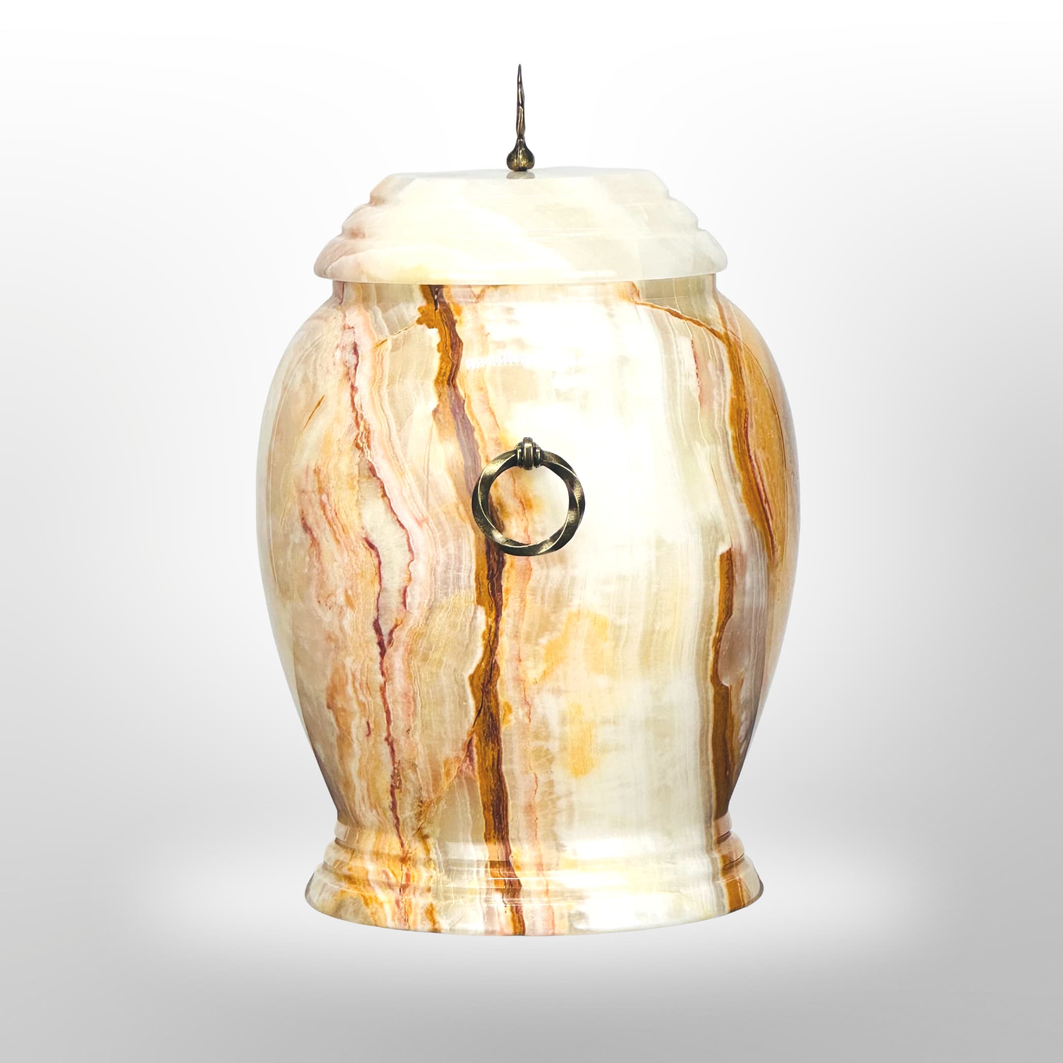 Gelbe Onyx-Urne mit Griffen