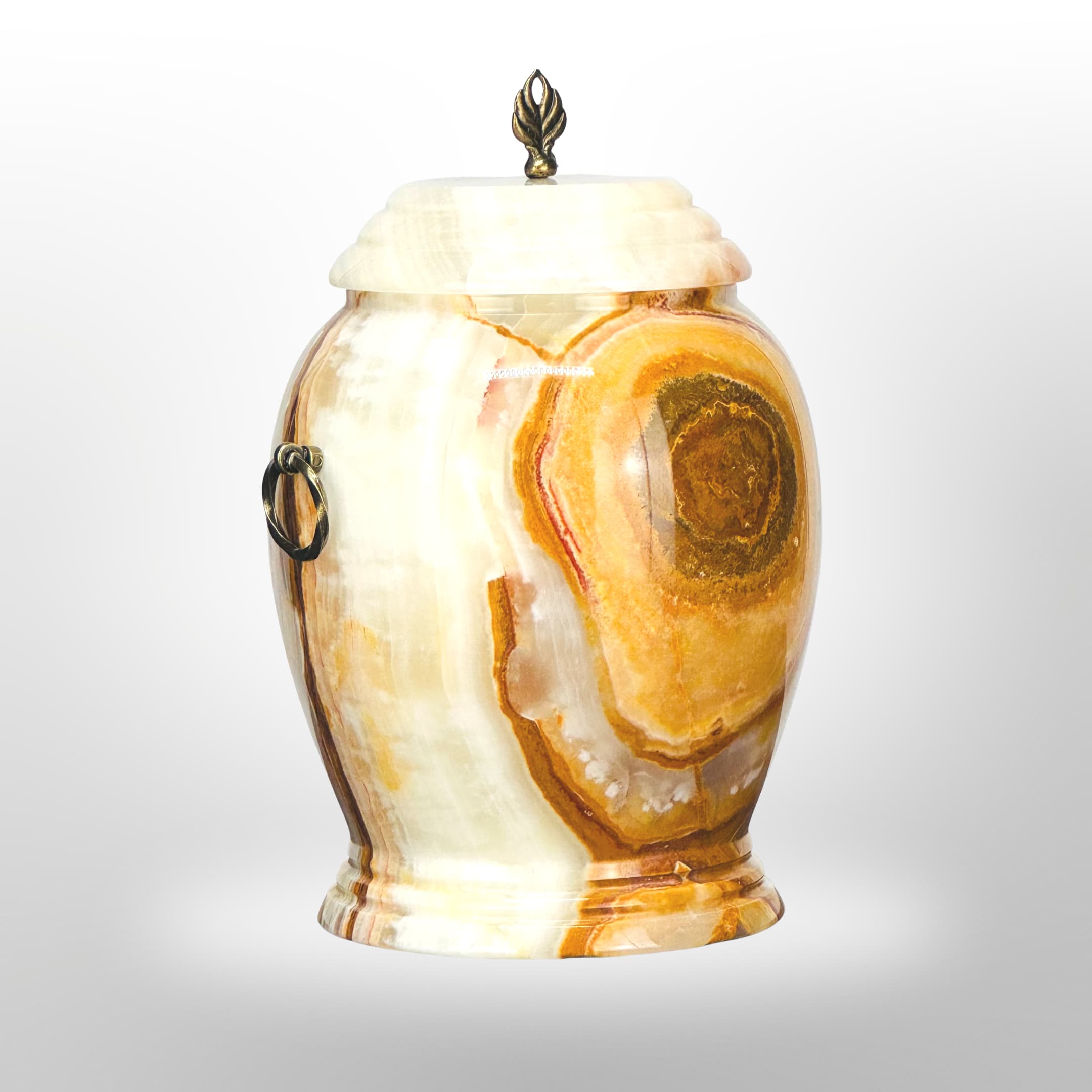 Gelbe Onyx-Urne mit Griffen