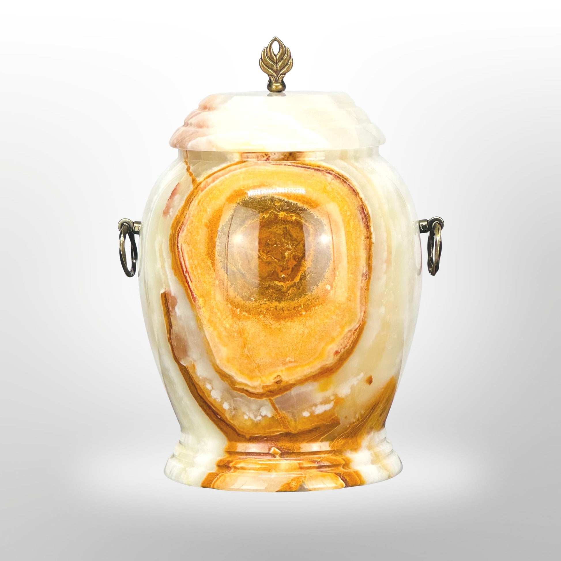 Gelbe Onyx-Urne mit Griffen