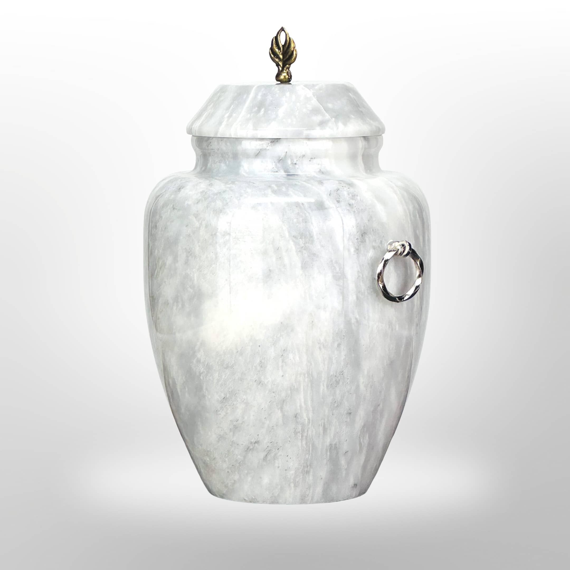 Graue Steinurne mit Griffen