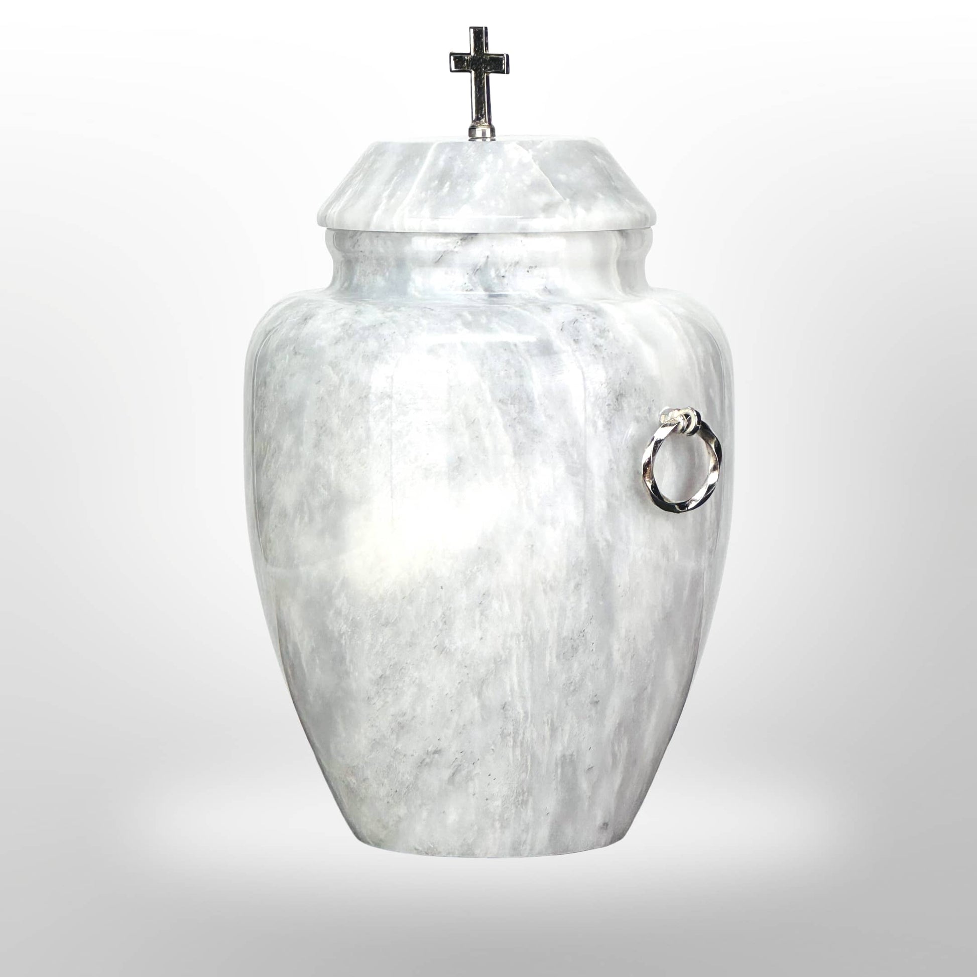 Graue Steinurne mit Griffen