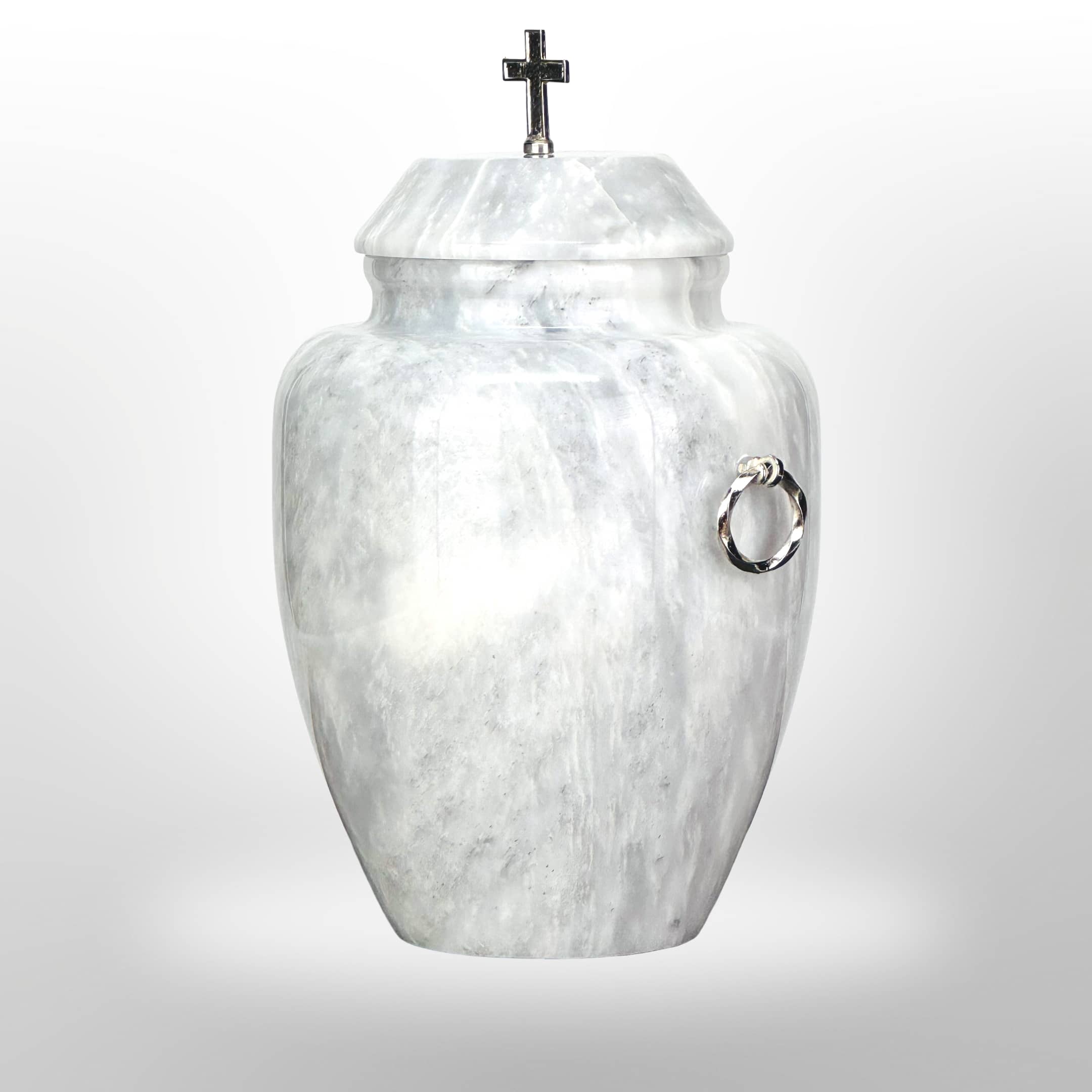 Graue Steinurne mit Griffen