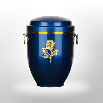 Metallurne in Blau mit Griffen und Rose, 3,5 l