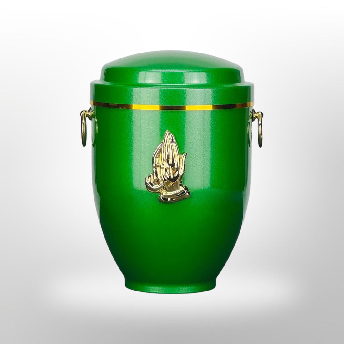 Metallurne in Grün mit Griffen und Betende Hände