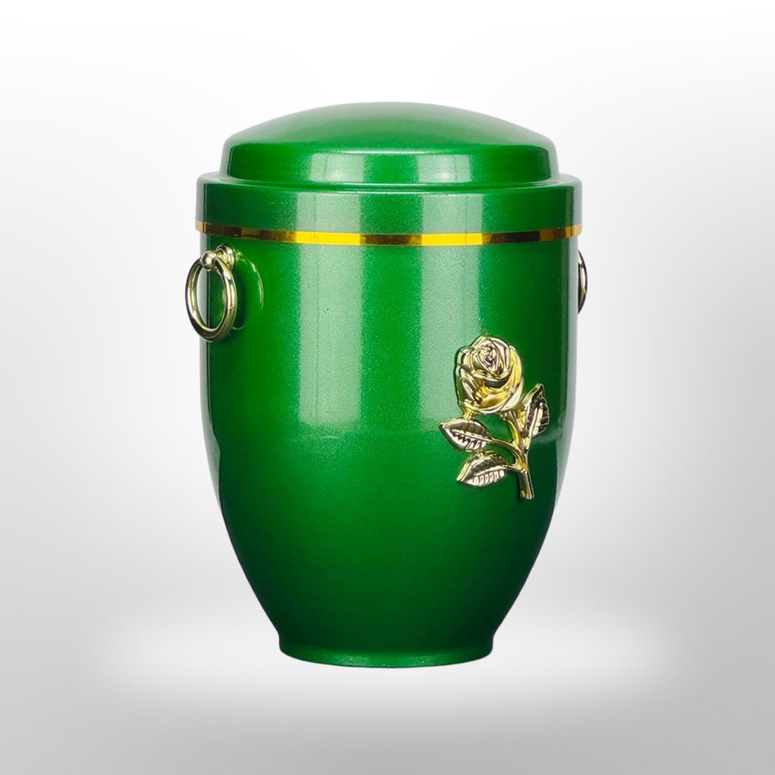 Metallurne in Grün mit Griffen und Rose, 3,5 l