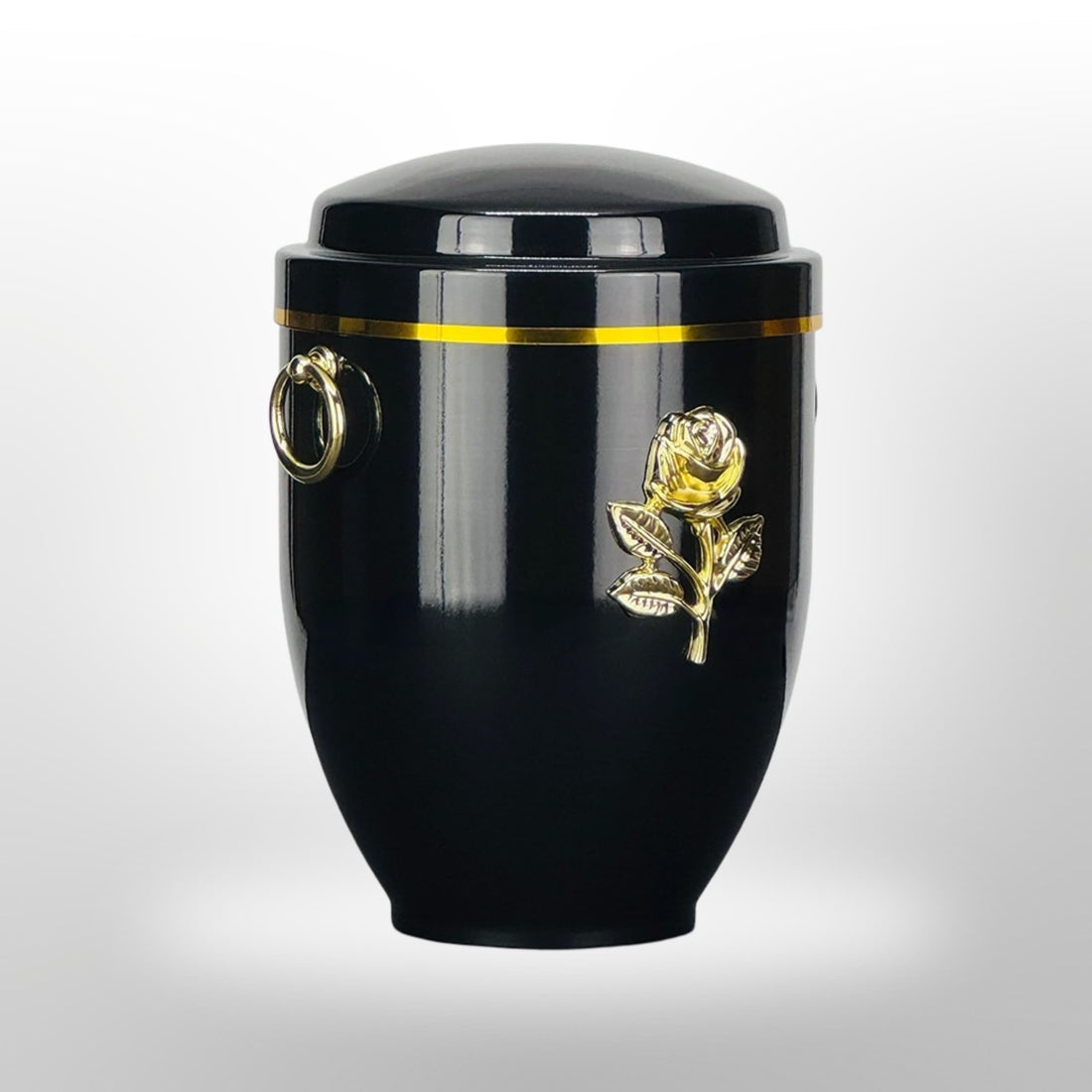 Metallurne in Schwarz mit Griffen und Rose, 3,5 l