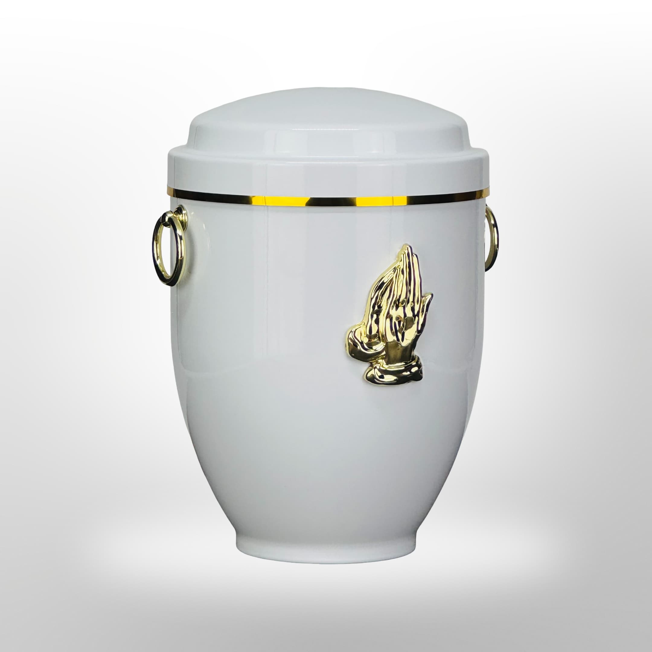 Metallurne in Weiß mit Betenden Händen und Griffen, 3,5 l