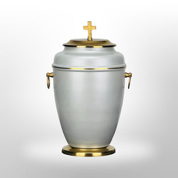 Metallurne in Weiß mit Goldverzierung und Kreuz, 3,5 l