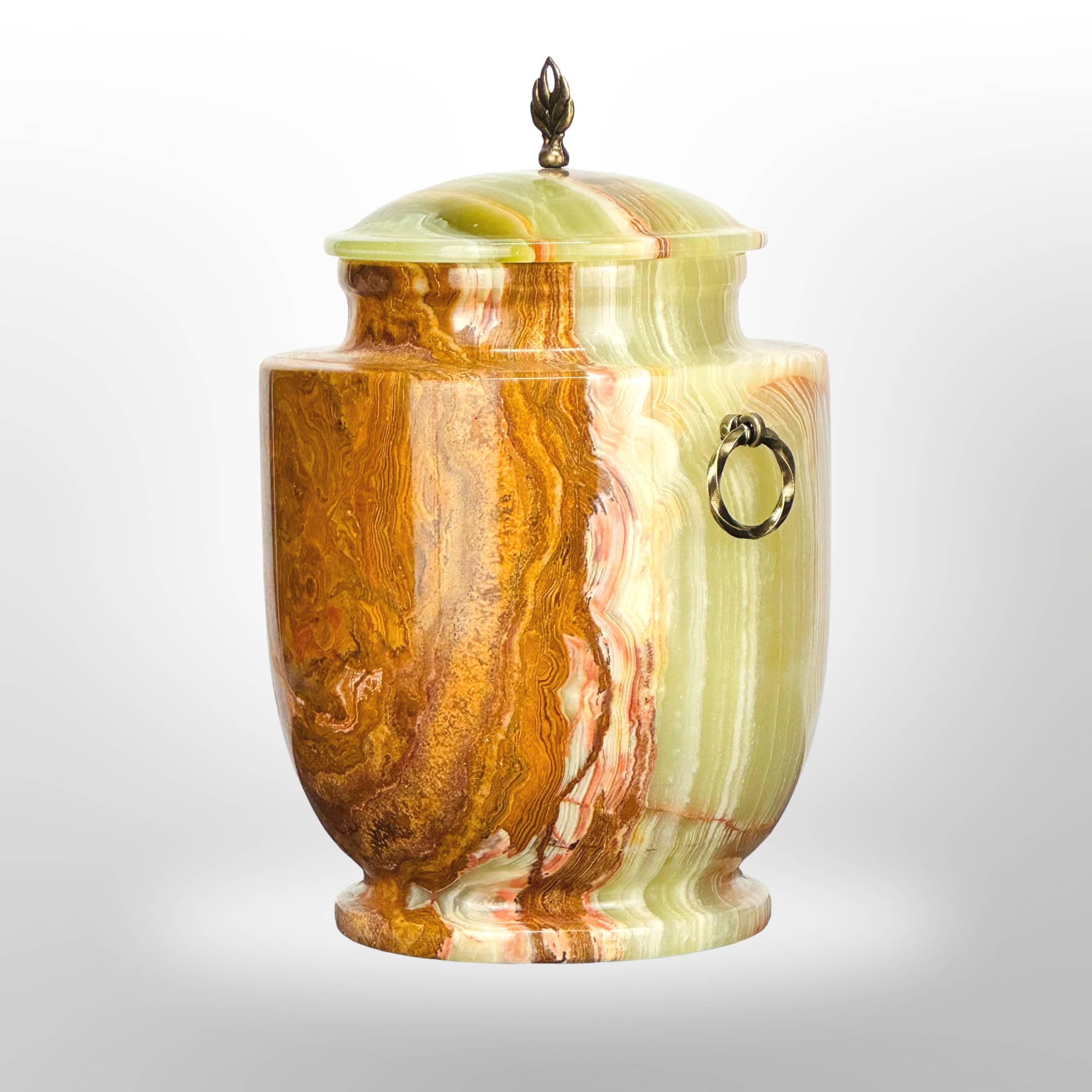 Onyx Steinurne braun-grün mit Griffen