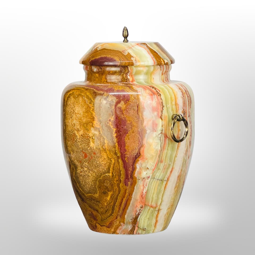 Stein Urne mit Griffen — Orange-Grün