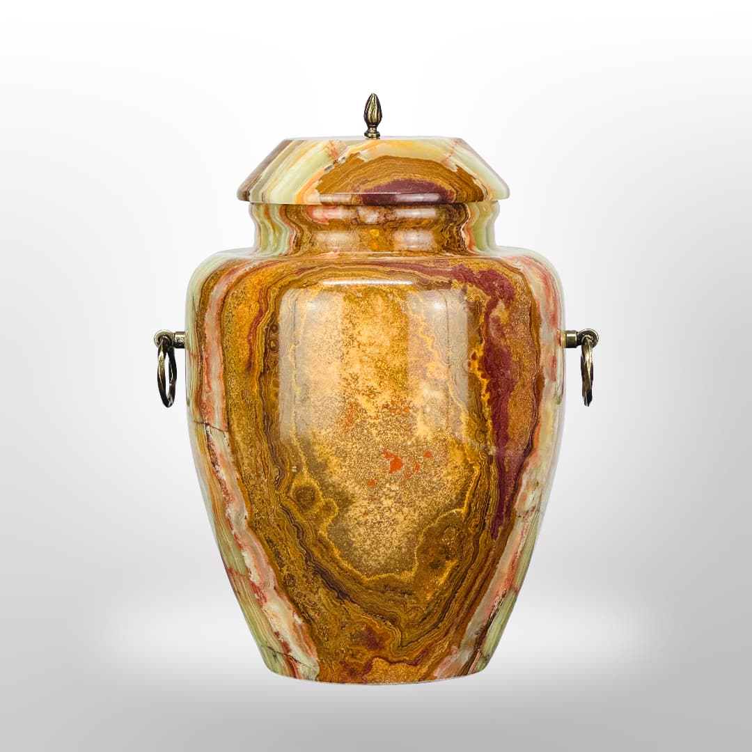 Stein Urne mit Griffen — Orange-Grün