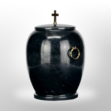 Stein Urne mit Griffen — Schwarz Glatt