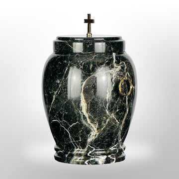 Stein Urne mit Griffen — Schwarz mit Maserung