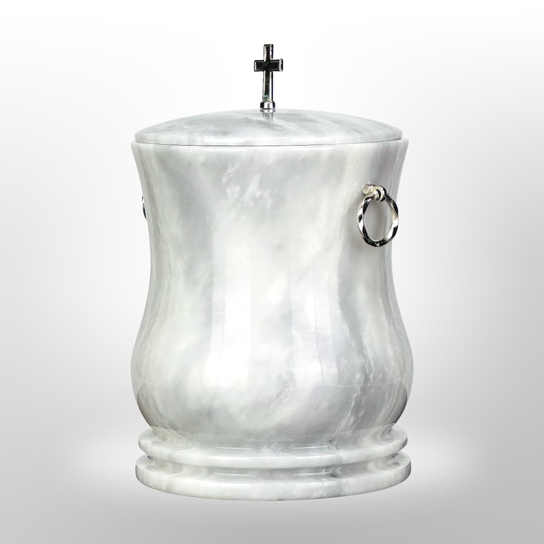 Stein Urne mit Griffen — Weiß-Grau