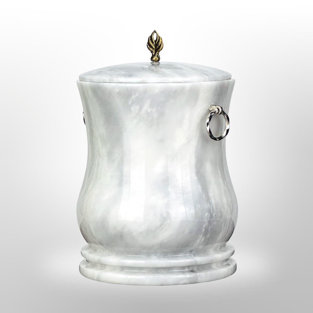 Stein Urne mit Griffen — Weiß-Grau