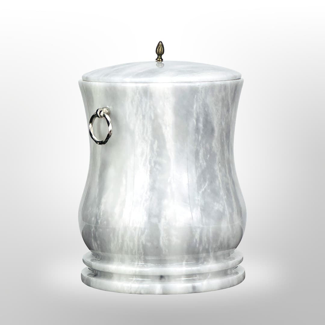 Stein Urne mit Griffen — Weiß-Grau