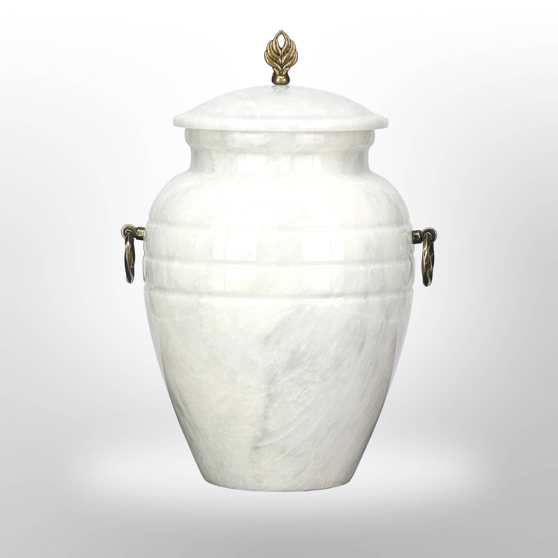 Weiße Naturstein Urne mit Griffen