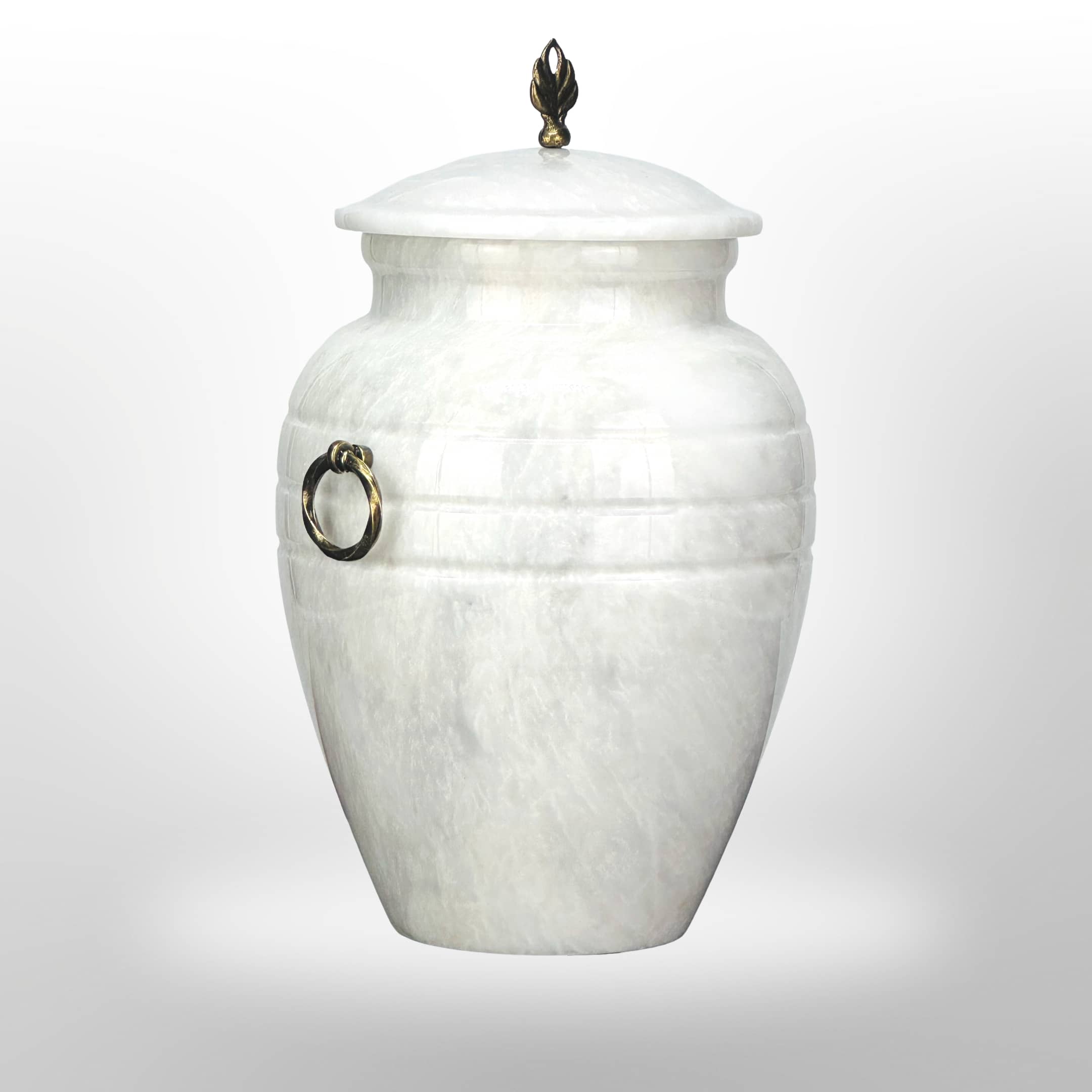 Weiße Naturstein Urne mit Griffen