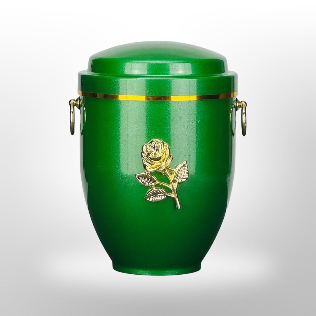 Metallurne in Grün mit Griffen und Rose, 3,5 l