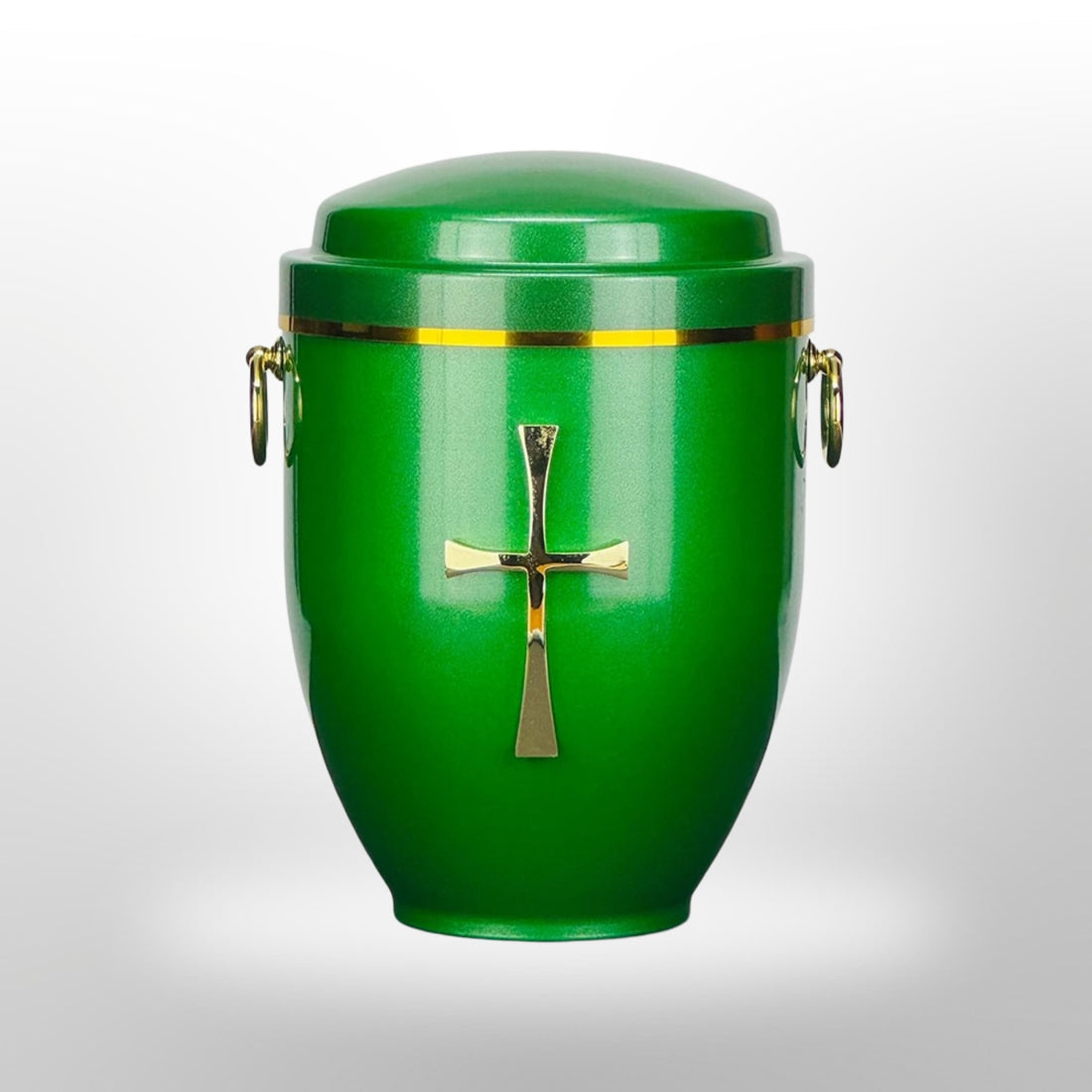 Metallurne in Grün mit Griffen und Kreuz, 3,5 l