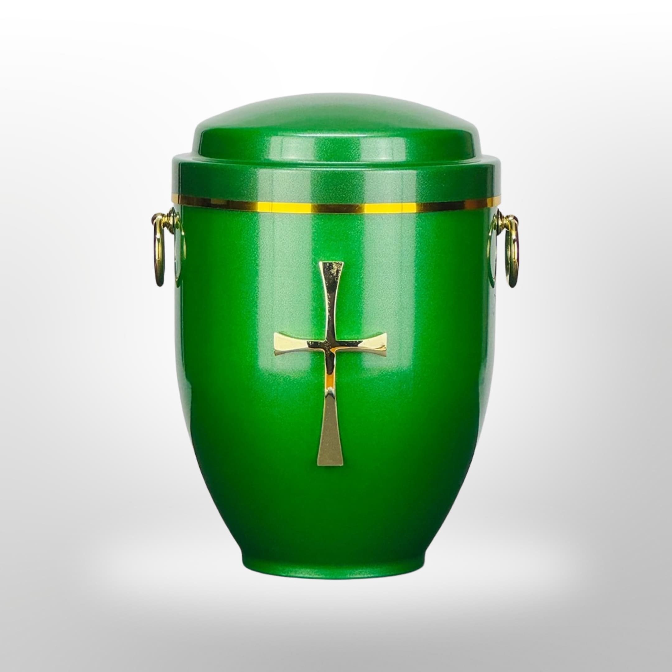 Metallurne in Grün mit Griffen und Kreuz, 3,5 l
