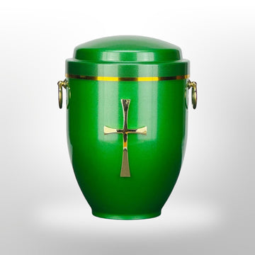 Metallurne in Grün mit Griffen und Kreuz, 3,5 l