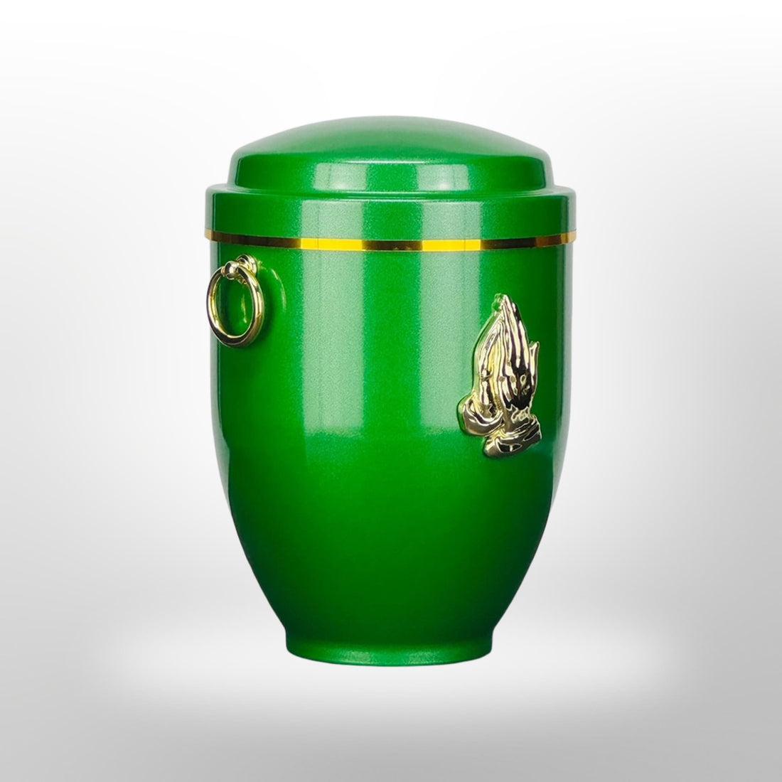 Metallurne in Grün mit Griffen und Betende Hände