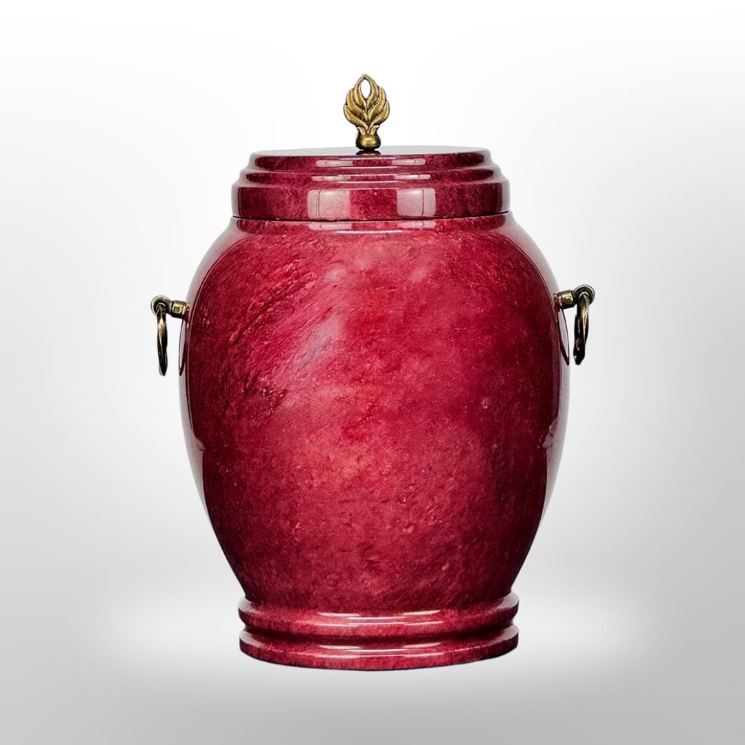 Rote Steinurne mit Griffen