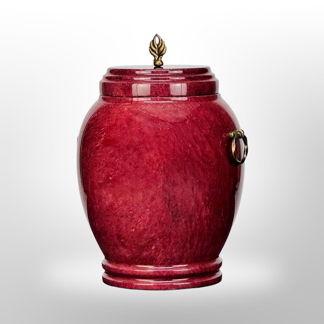 Rote Steinurne mit Griffen