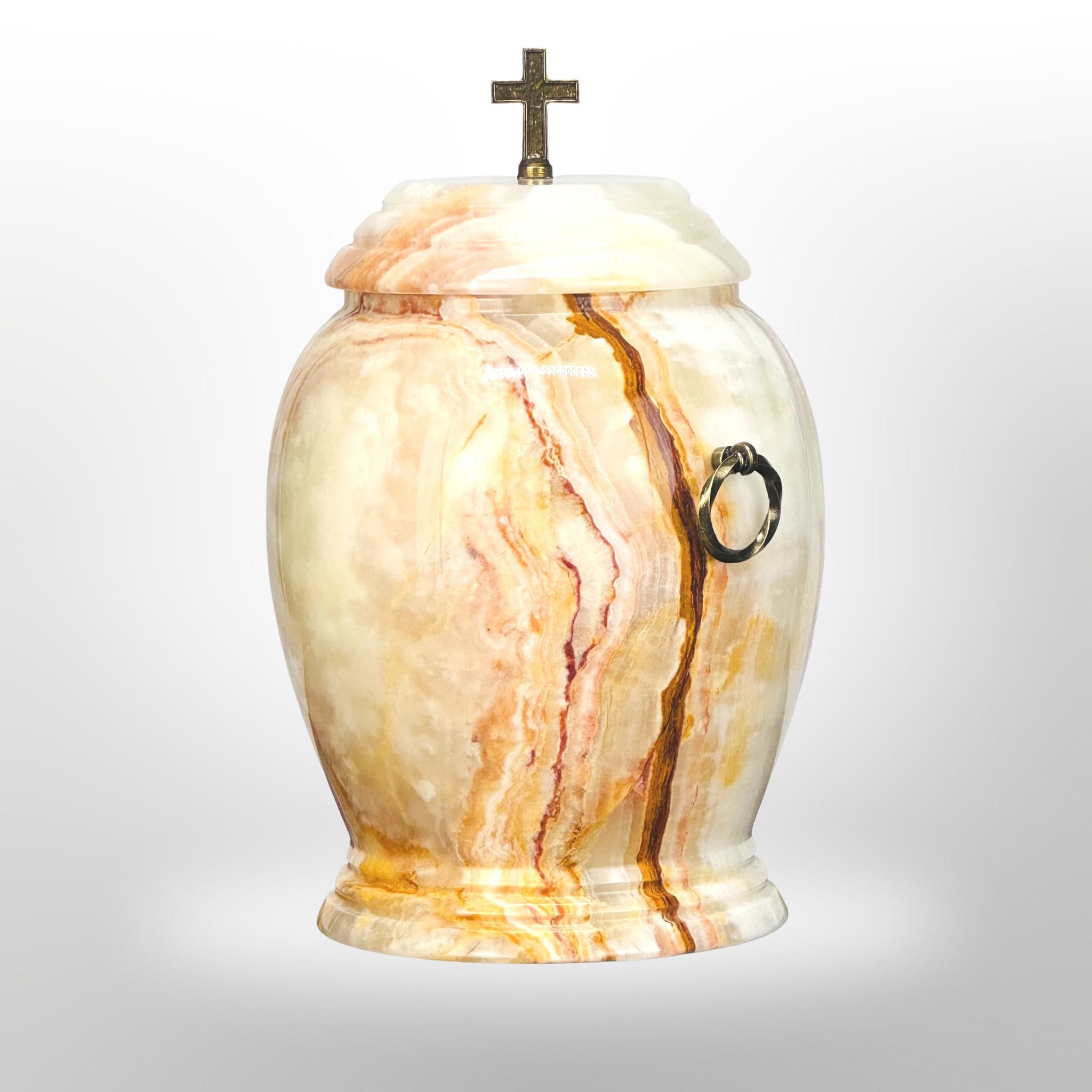 Gelbe Onyx-Urne mit Griffen