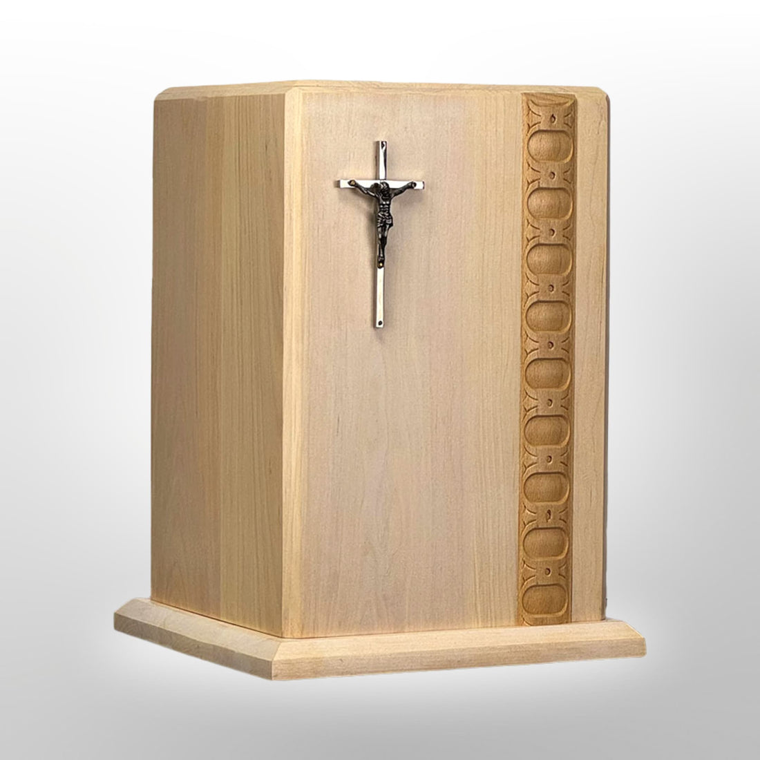 Holzurne aus hellem Holz