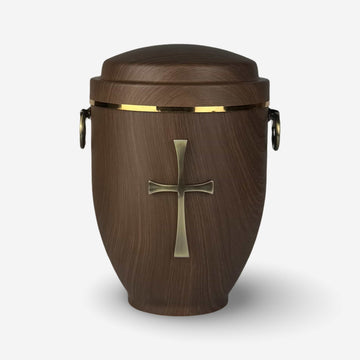 Metallurne Holzoptik mit Kreuz