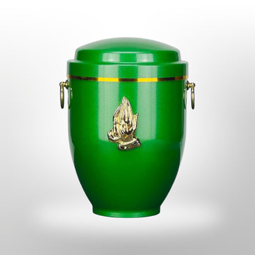 Metallurne in Grün mit Griffen und Betende Hände