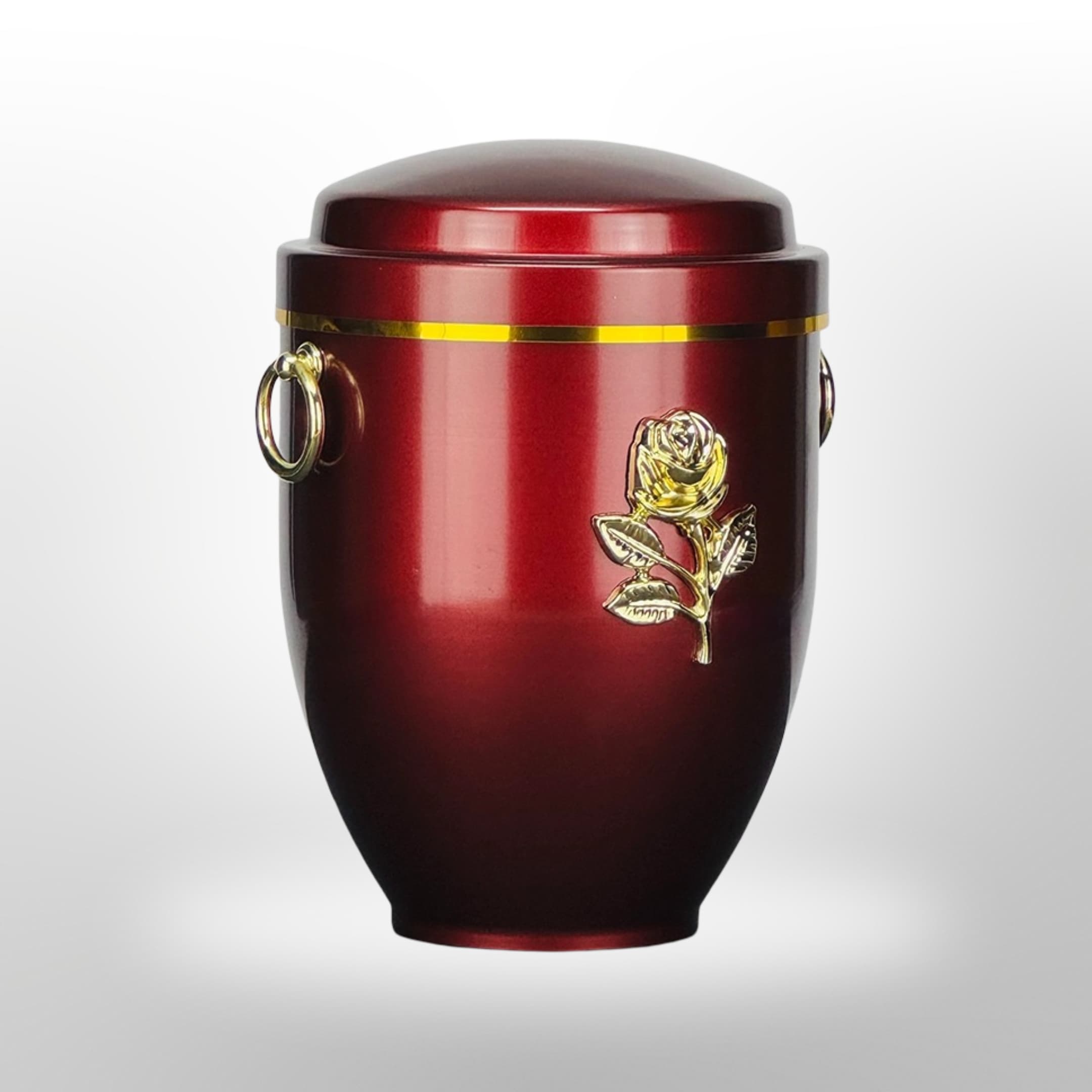 Metallurne in Rot mit Griffen und Rose
