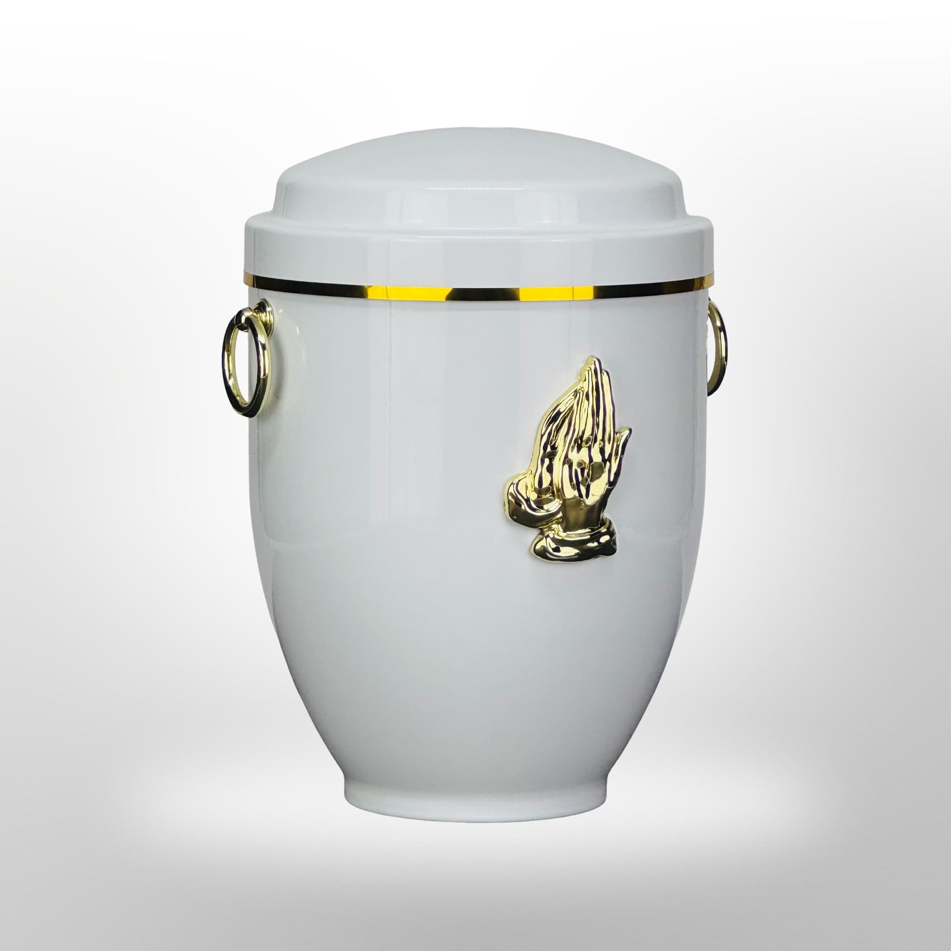 Metallurne in Weiß mit Betenden Händen und Griffen, 3,5 l