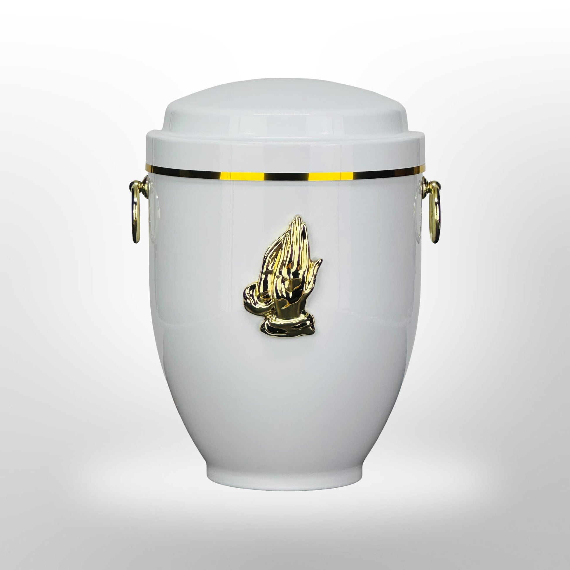 Metallurne in Weiß mit Betenden Händen und Griffen, 3,5 l