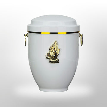 Metallurne in Weiß mit Betenden Händen und Griffen, 3,5 l