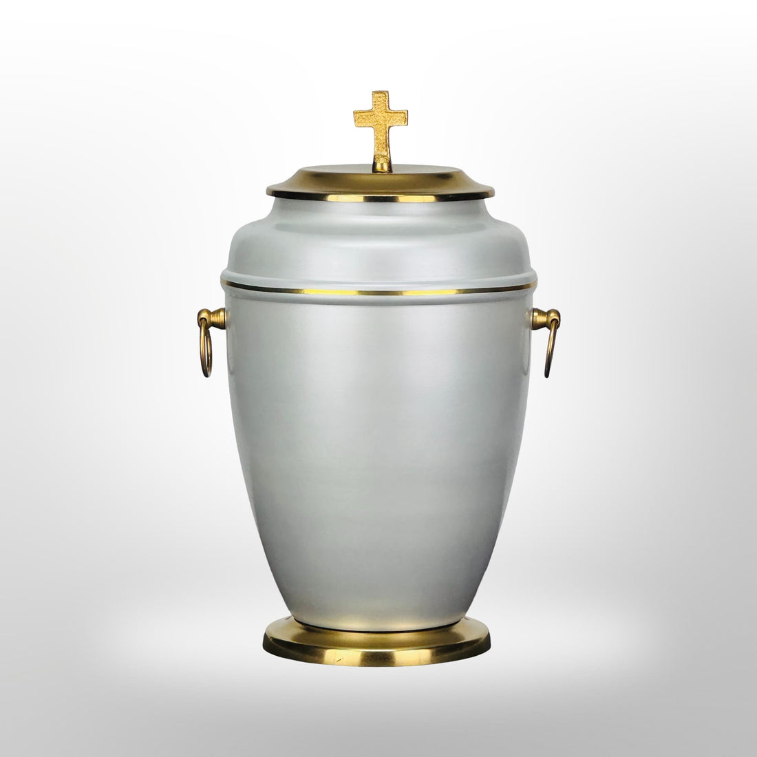 Metallurne in Weiß mit Goldverzierung und Kreuz, 3,5 l