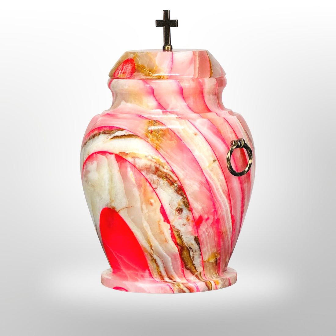 Rote Steinurne mit Griffen