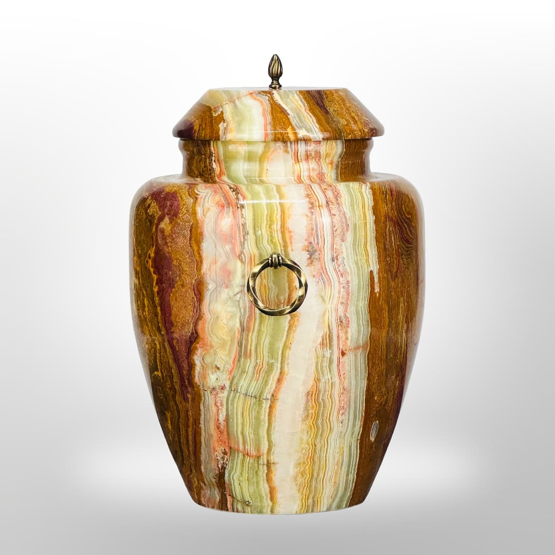 Stein Urne mit Griffen — Orange-Grün