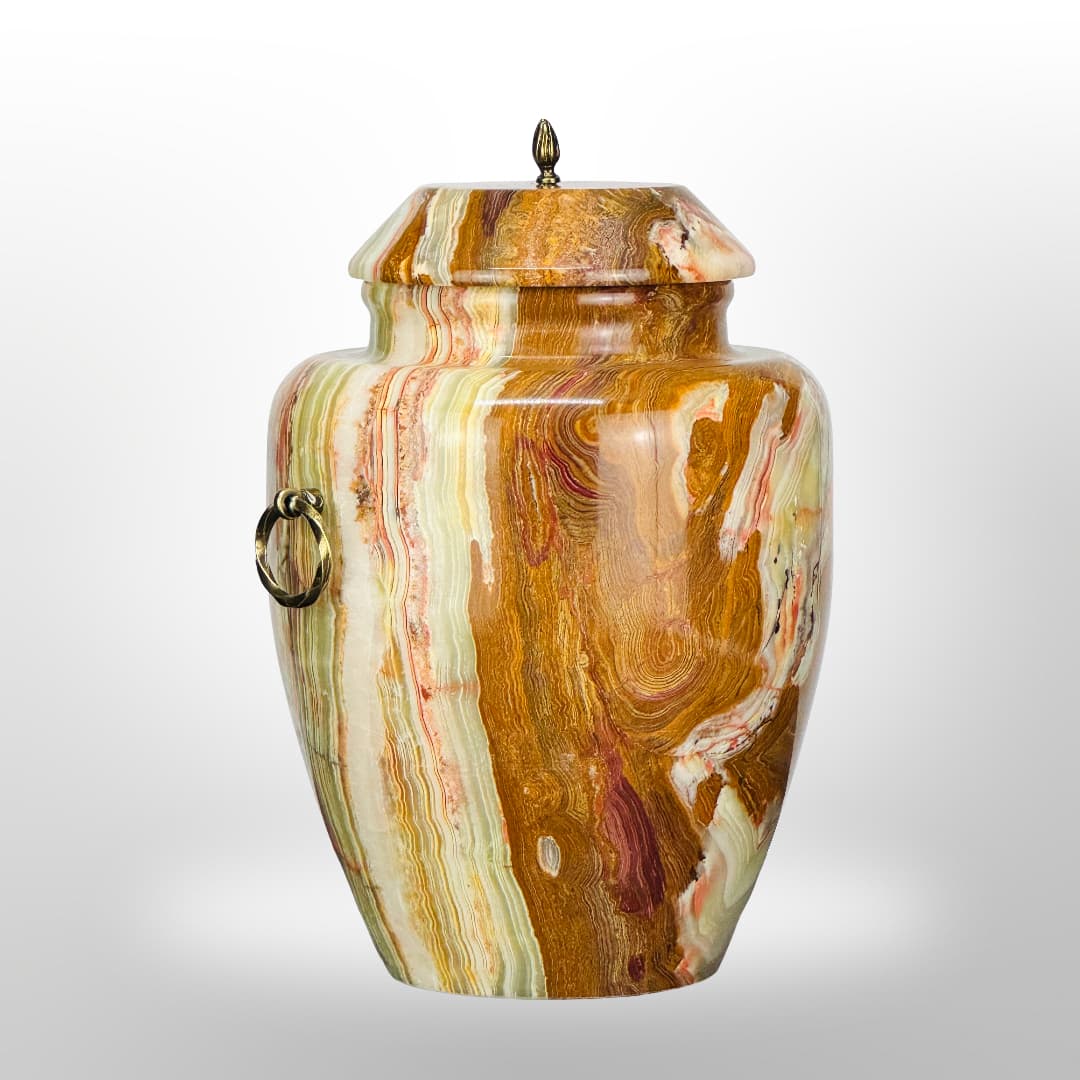 Stein Urne mit Griffen — Orange-Grün