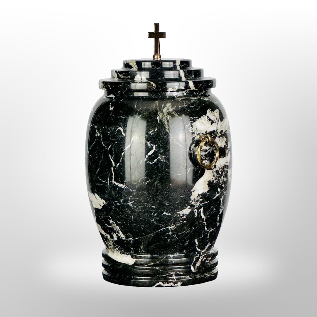 Stein Urne mit Griffen — Schwarz