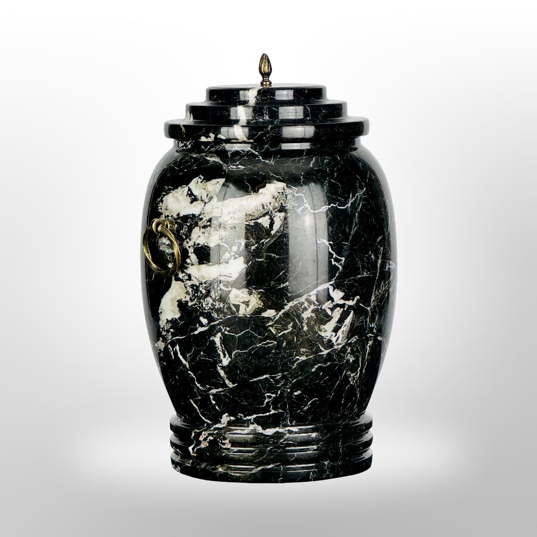 Stein Urne mit Griffen — Schwarz