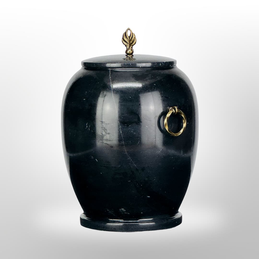 Stein Urne mit Griffen — Schwarz Glatt