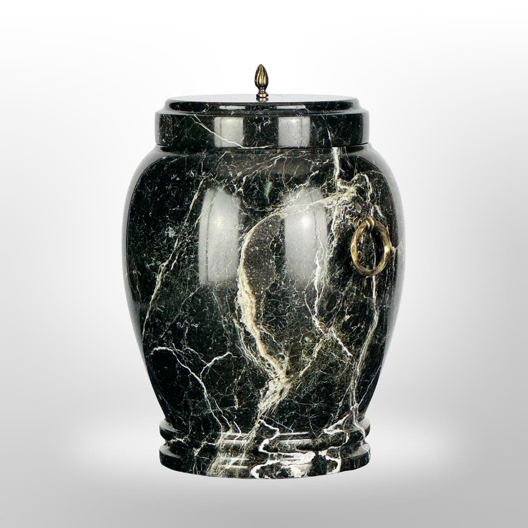 Stein Urne mit Griffen — Schwarz mit Maserung