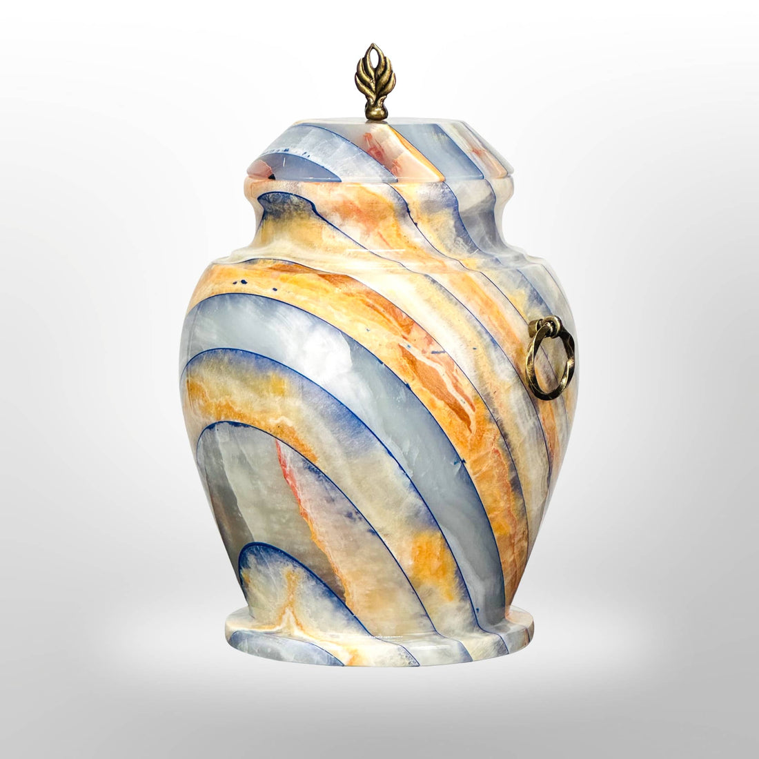 Steinurne aus Onyx mit Griffen – Blau-Gelb